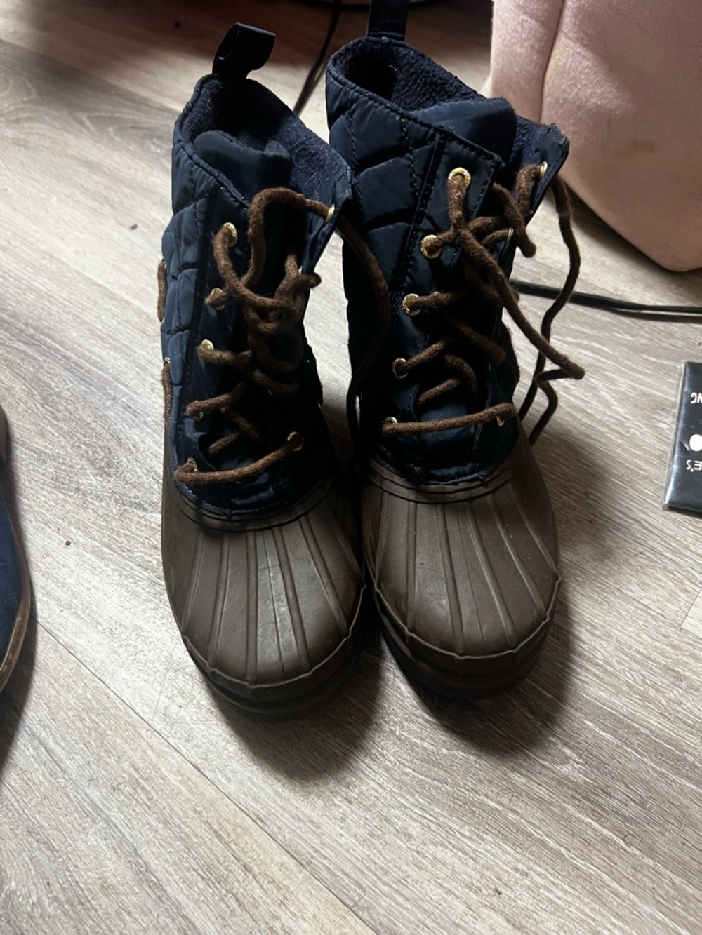 Sperry Navy Quilted & Brown Rubber Duck Boots